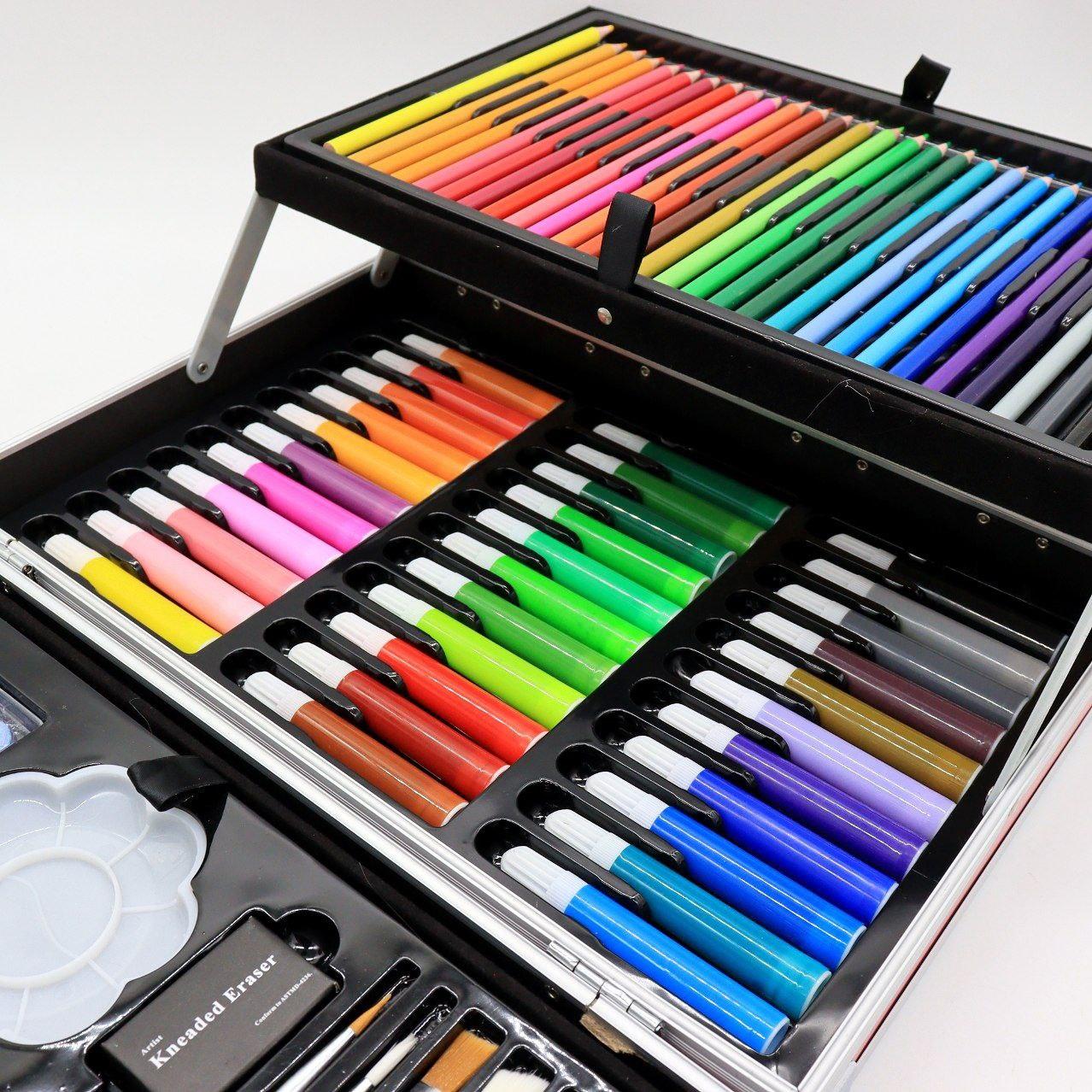 Набір для малювання 145 предметів у кейсі / Розсувний набір для творчості / Набір художника