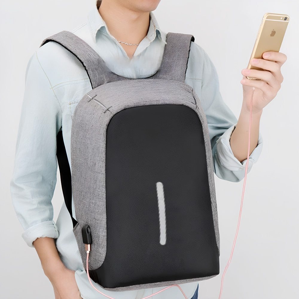 Міський рюкзак-антивор з USB (45х30х10 см) Bobby, сірий / Молодіжний рюкзак для ноутбука