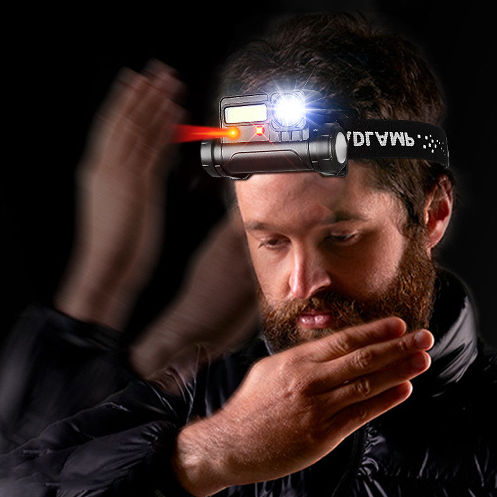 Налобний ліхтар із датчиком руху, BL-123 XPE+COB, з USB / Акумуляторний ліхтар із червоним світлом та магнітом