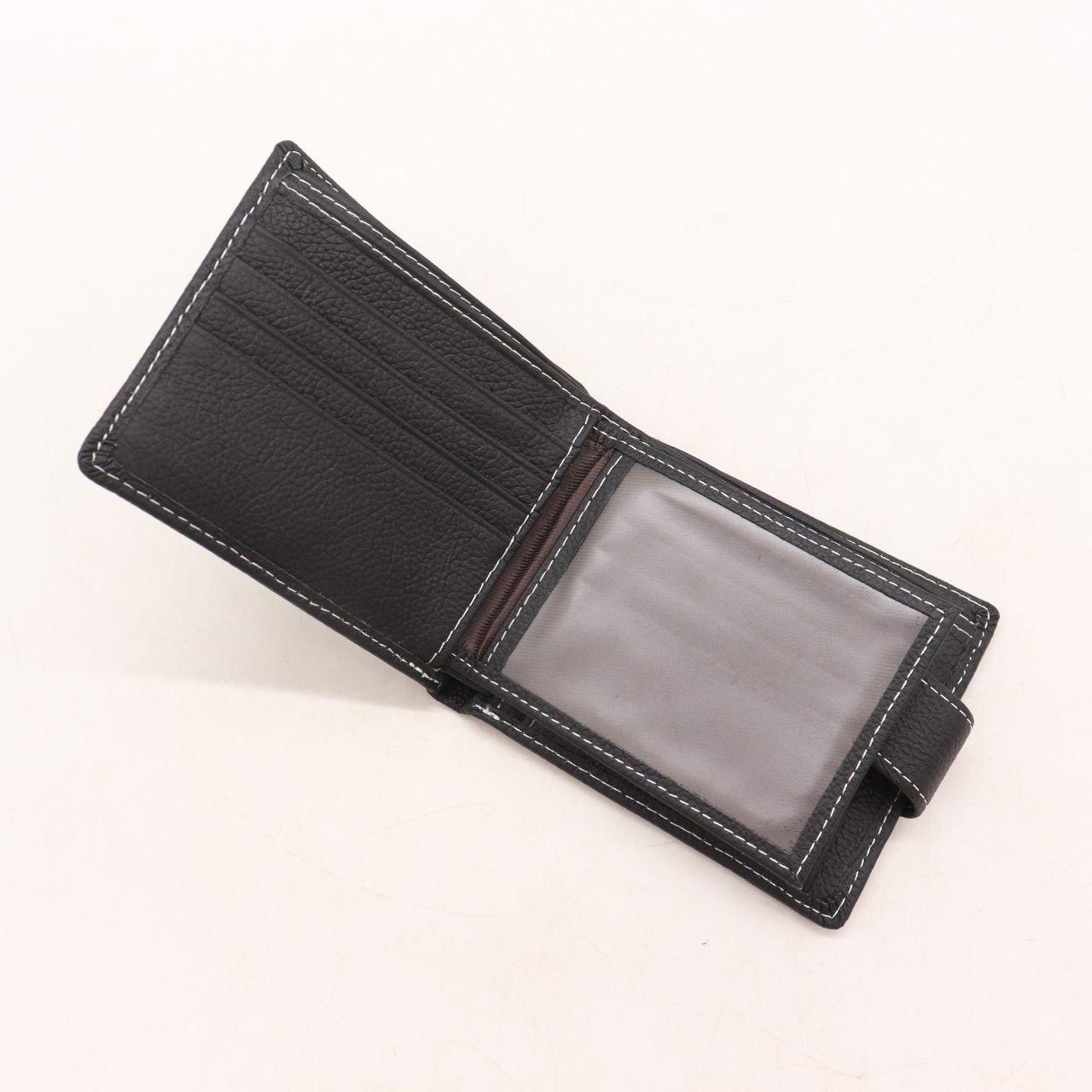 Чоловічий шкіряний гаманець Чорний, (9х11х2,5 см) Jinbaolai / Чоловічий портмоне з кнопкою