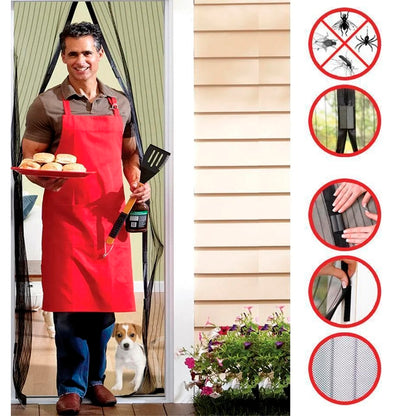 Москітна шторка на двері 210х100см, Magic Mesh, Чорна / Антимоскітна сітка на двері