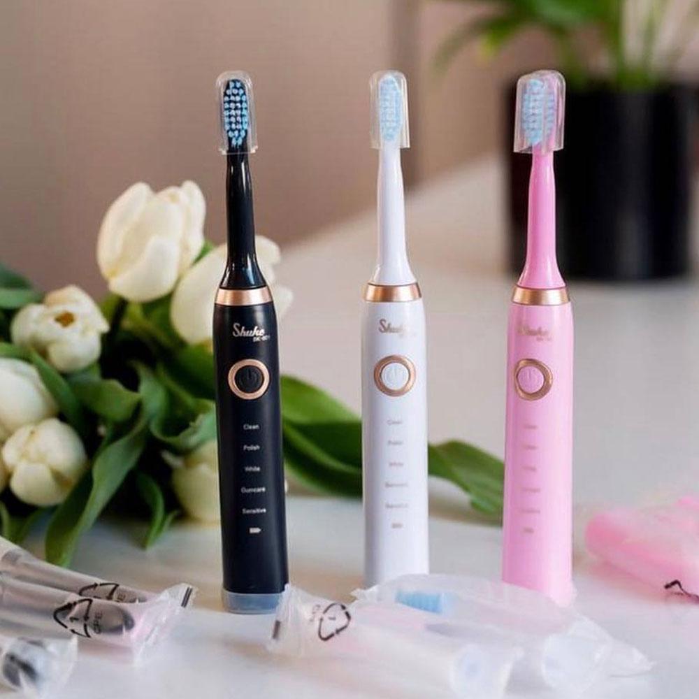 Електрична зубна щітка Shuke з 4-ма насадками Біла / Акумуляторна зубна щітка / Зубні щітки