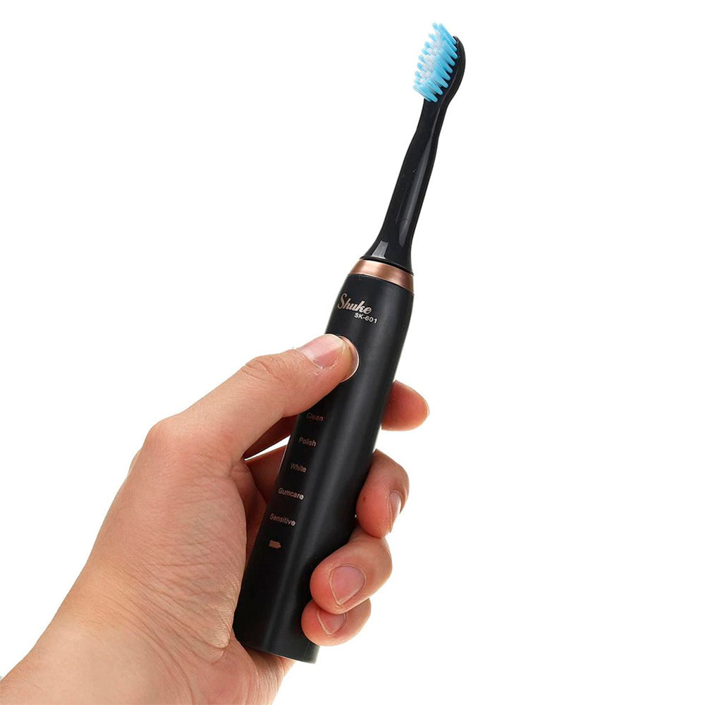 Електрична зубна щітка Shuke з 4 насадками Чорна / Акумуляторна зубна щітка / Зубні щітки