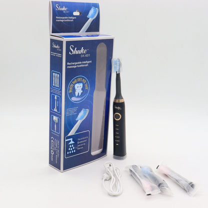 Електрична зубна щітка Shuke з 4 насадками Чорна / Акумуляторна зубна щітка / Зубні щітки