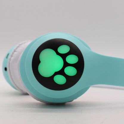 Бездротові Bluetooth навушники Котячі вушка VZV-23M, Блакитні / Дитячі навушники з підсвічуванням та мікрофоном