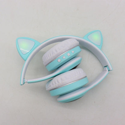 Бездротові Bluetooth навушники Котячі вушка VZV-23M, Блакитні / Дитячі навушники з підсвічуванням та мікрофоном