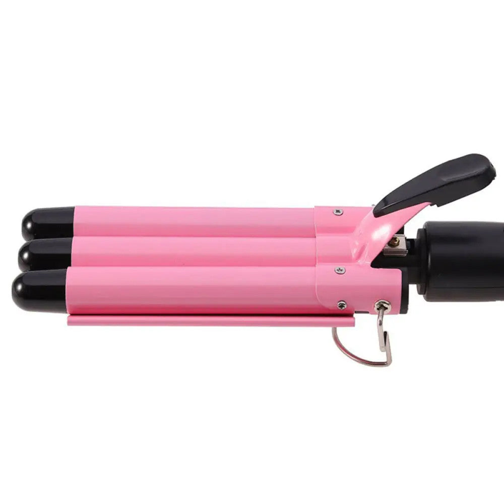 Плойка потрійна 90Вт, від мережі, GM 1956, Рожевий / Плойка хвиля / Плойка для волосся / Щипці для завивки волосся