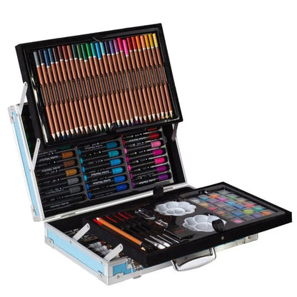 Набір для малювання у валізі 145 предметів / Дитячий набір для творчості / Набір художника