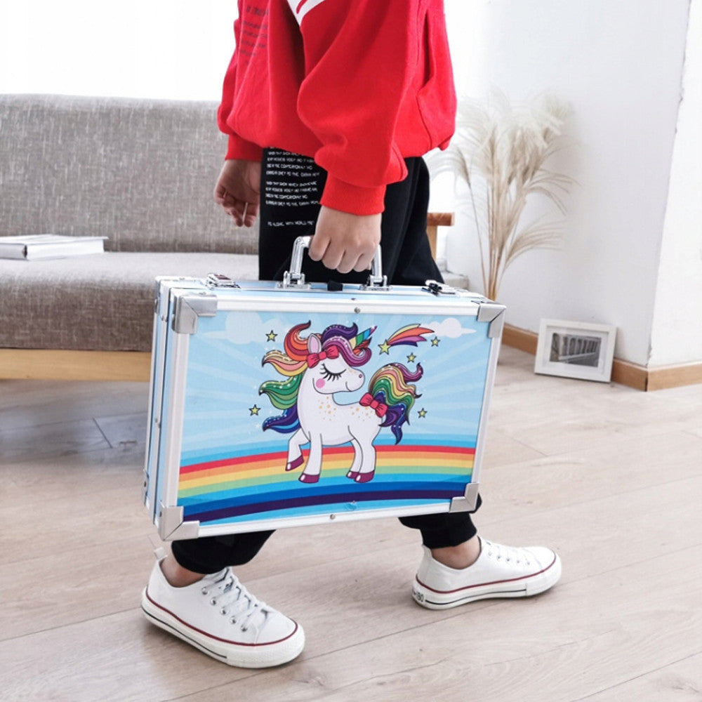 Набір для малювання у валізі 145 предметів / Дитячий набір для творчості / Набір художника