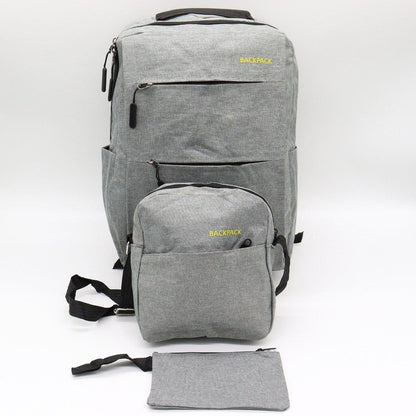 Рюкзак міський, 18л, 42х33х10 см, з сумкою та гаманцем 9018, Сірий / Місткий рюкзак для ноутбука