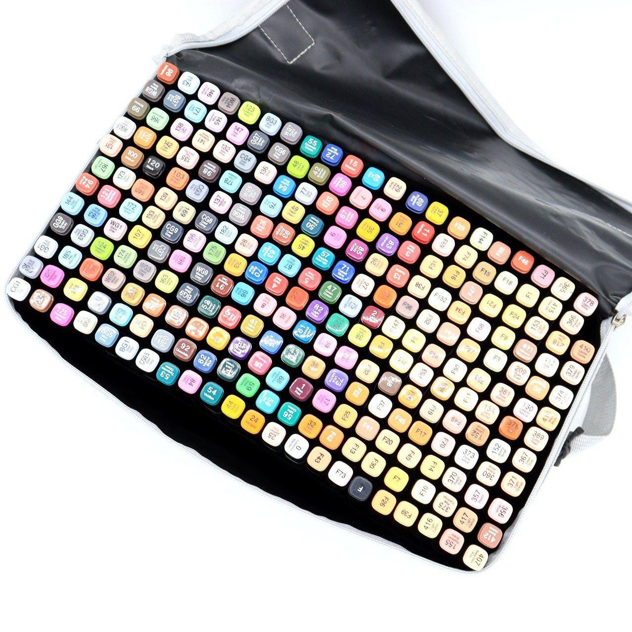 Набір маркерів для скетчингу 262 шт, в чохлі / Двосторонні скетч маркери / Маркери для малювання