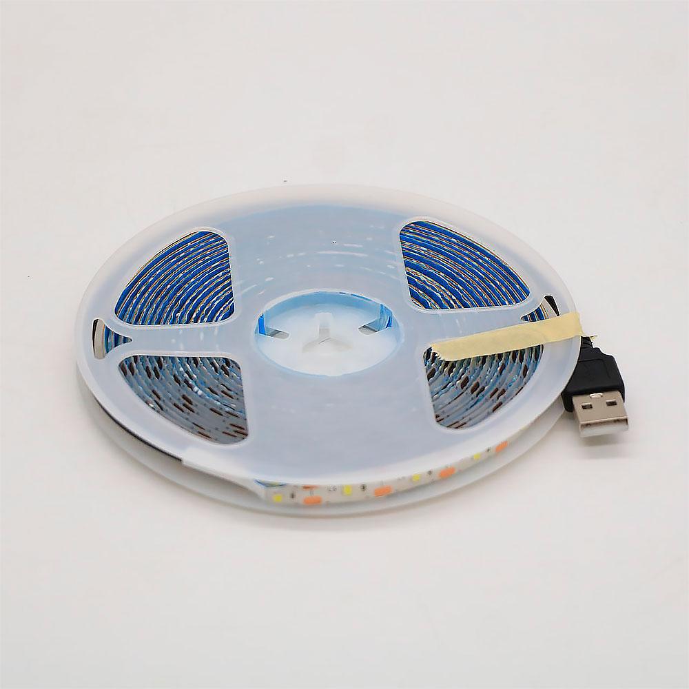 Світлодіодна стрічка 5м, від USB, Холодний Білий / Діодна стрічка від повербанка / Лед підсвітка для дзеркала