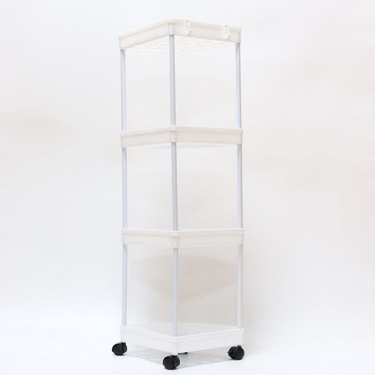 Кутовий стелаж для ванної 88х34х25см, 4 яруси, Білий / Підлогова полиця для ванної / Кутова полиця у ванну