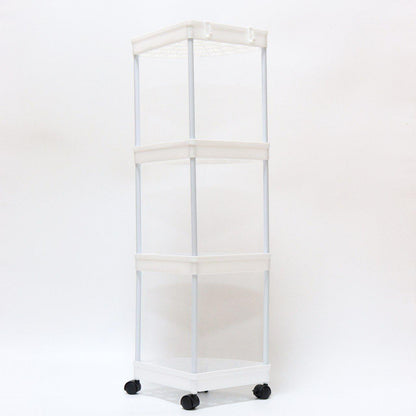 Кутовий стелаж для ванної 88х34х25см, 4 яруси, Білий / Підлогова полиця для ванної / Кутова полиця у ванну