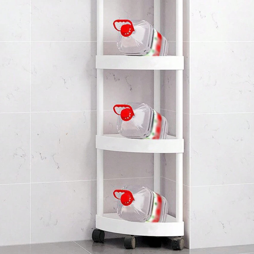 Кутовий стелаж для ванної 88х34х25см, 4 яруси, Білий / Підлогова полиця для ванної / Кутова полиця у ванну