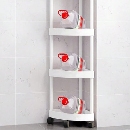 Кутовий стелаж для ванної 88х34х25см, 4 яруси, Білий / Підлогова полиця для ванної / Кутова полиця у ванну