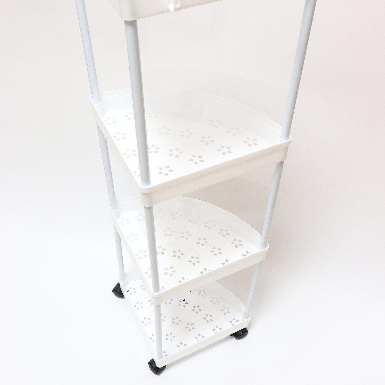 Кутовий стелаж для ванної 88х34х25см, 4 яруси, Білий / Підлогова полиця для ванної / Кутова полиця у ванну