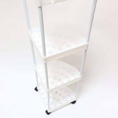 Кутовий стелаж для ванної 88х34х25см, 4 яруси, Білий / Підлогова полиця для ванної / Кутова полиця у ванну