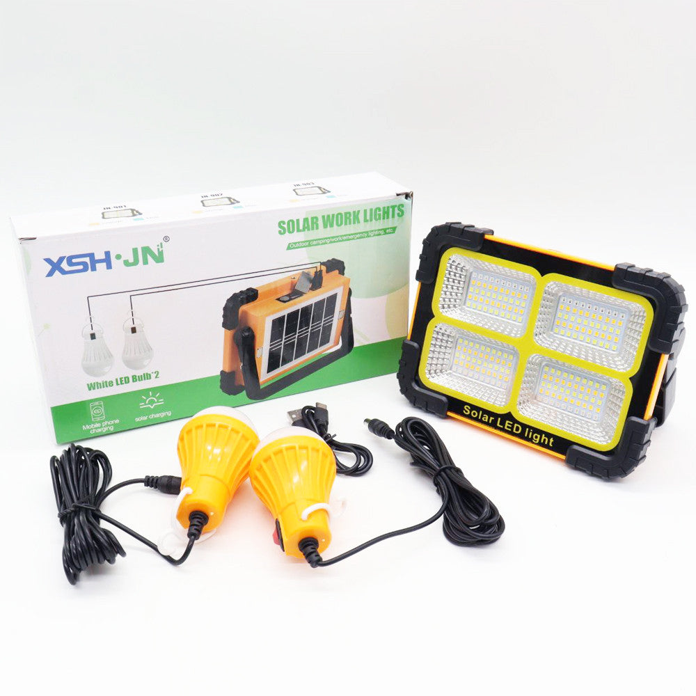 Ліхтар прожектор із сонячною батареєю, PowerBank + 2 лампочки, JN-901 / Акумуляторний прожектор переносний