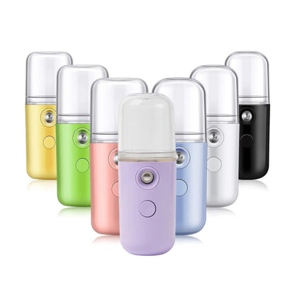 Зволожувач для шкіри обличчя 30 мл ультразвуковий з підсвічуванням Nano Mist, Фіолетовий / Портативний нано спрей