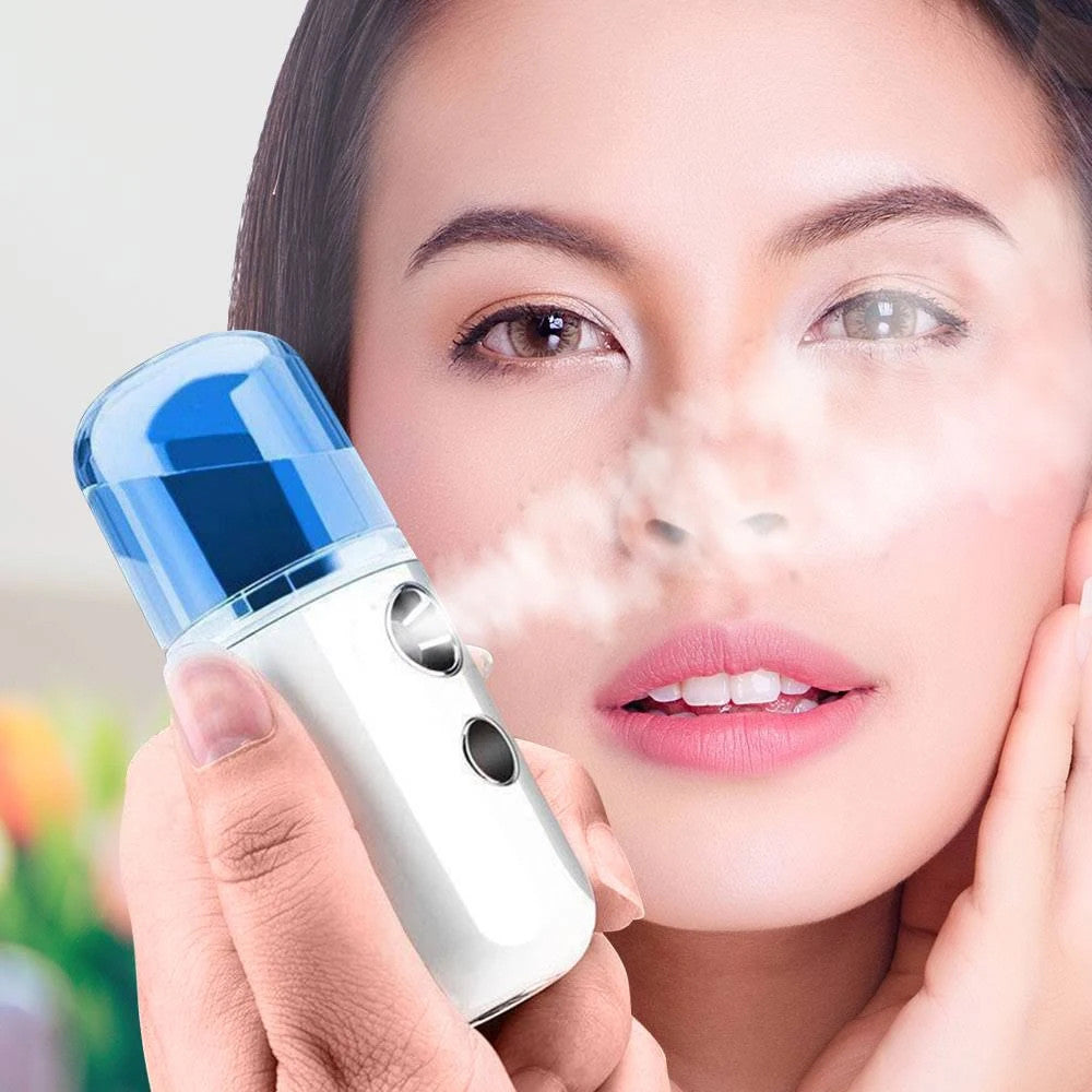 Зволожувач для шкіри обличчя 30 мл ультразвуковий з підсвічуванням Nano Mist, Фіолетовий / Портативний нано спрей