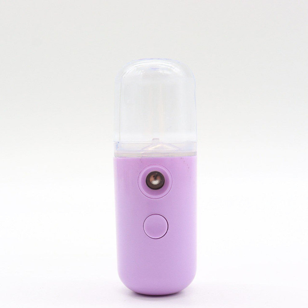 Зволожувач для шкіри обличчя 30 мл ультразвуковий з підсвічуванням Nano Mist, Фіолетовий / Портативний нано спрей