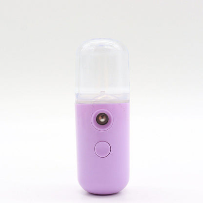 Зволожувач для шкіри обличчя 30 мл ультразвуковий з підсвічуванням Nano Mist, Фіолетовий / Портативний нано спрей