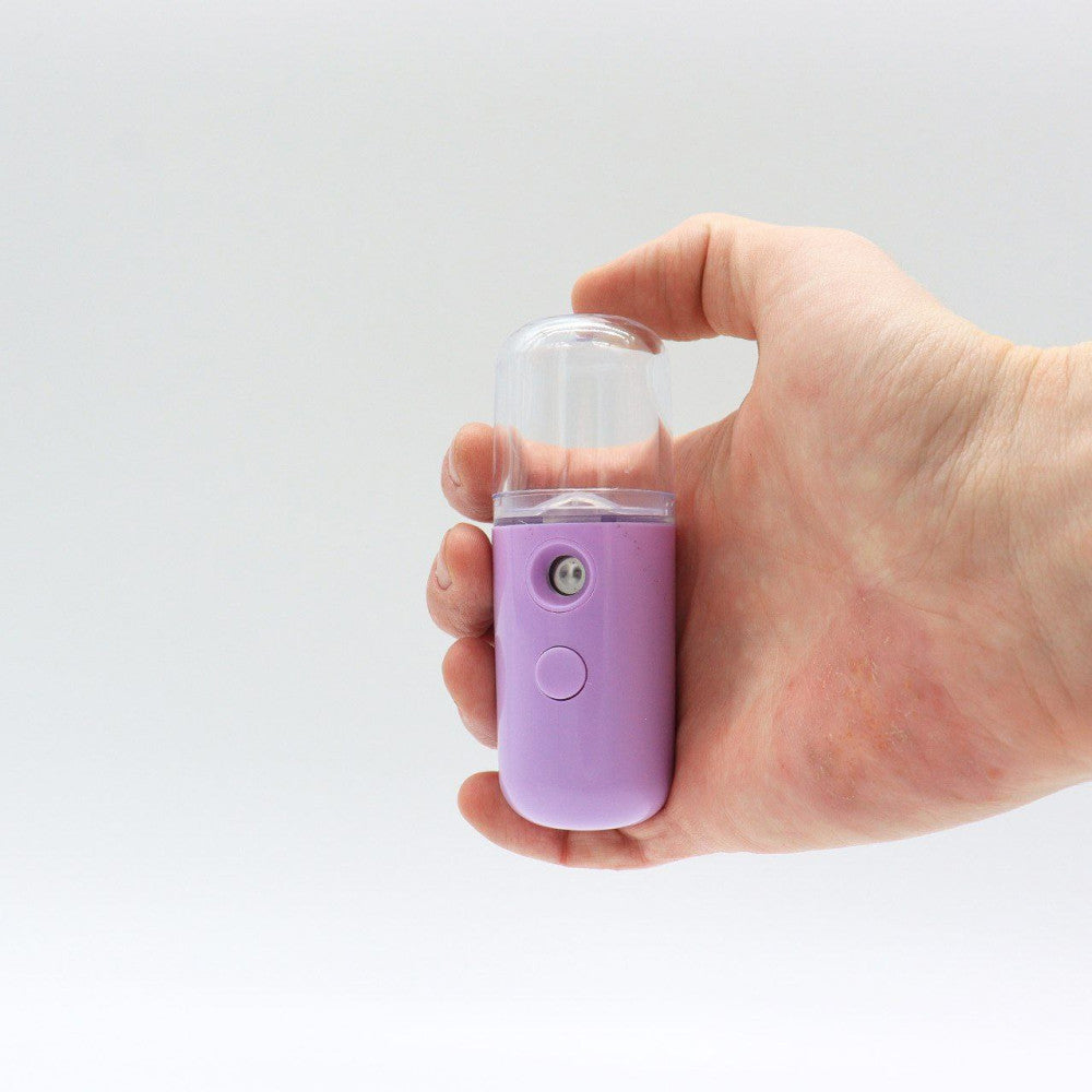 Зволожувач для шкіри обличчя 30 мл ультразвуковий з підсвічуванням Nano Mist, Фіолетовий / Портативний нано спрей