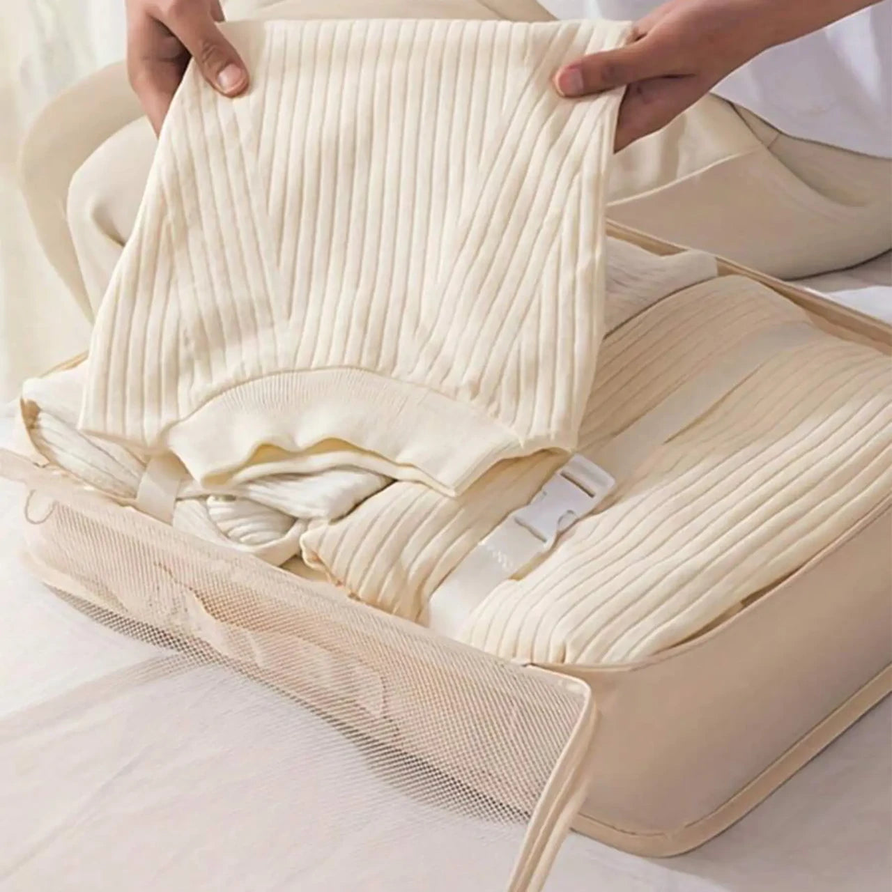 Набір дорожніх органайзерів 8 шт, Біжовий / Дорожній набір органайзерів / Органайзери для подорожей