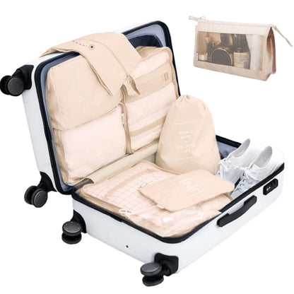 Набір дорожніх органайзерів 8 шт, Біжовий / Дорожній набір органайзерів / Органайзери для подорожей