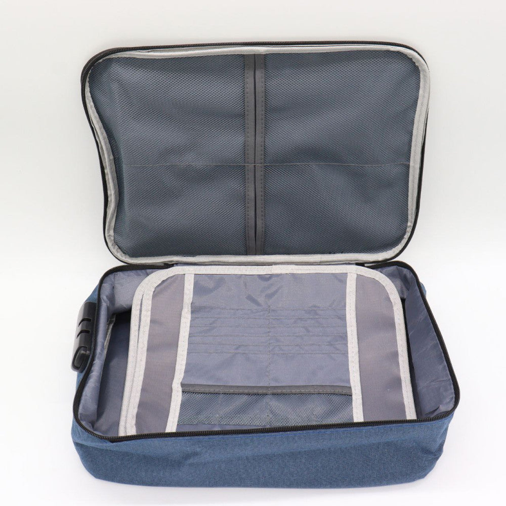 Дорожня сумка органайзер для зберігання документів 37х10,5х27 см, з кодовим замком, Home Cleaning, Синя