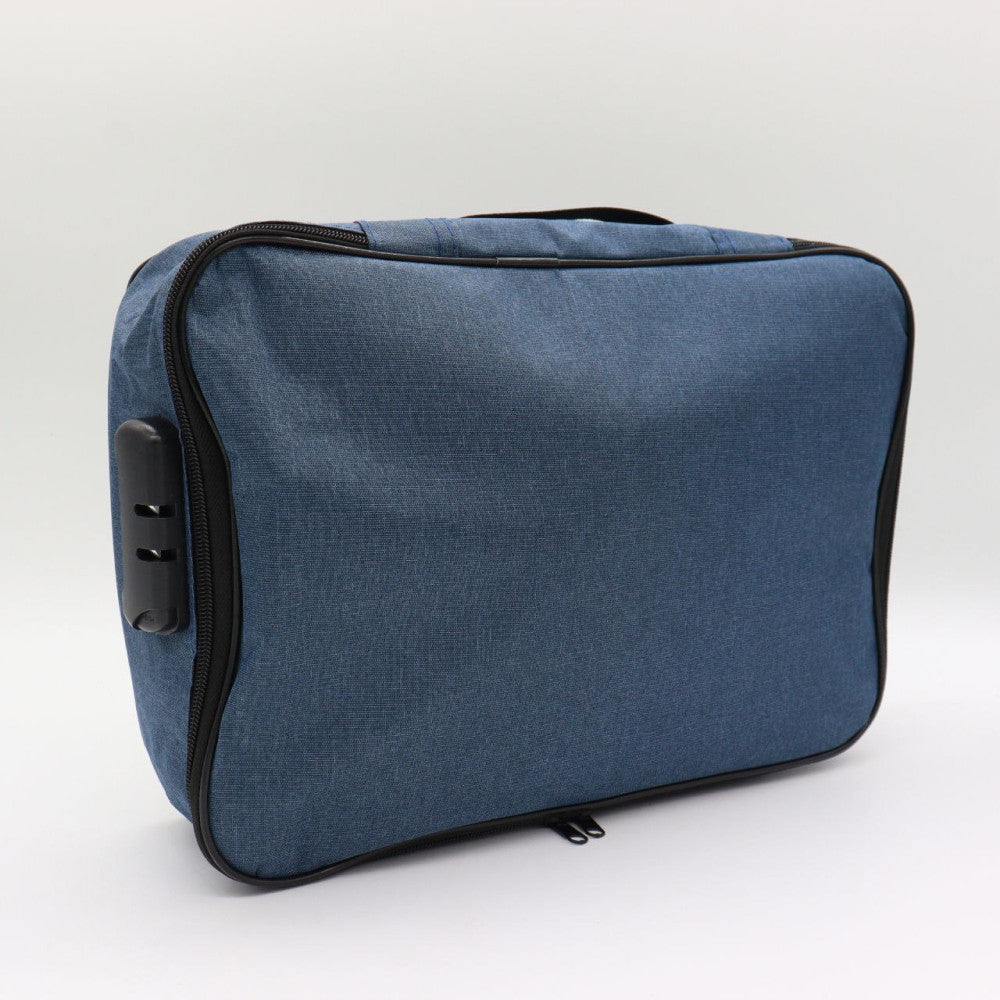 Дорожня сумка органайзер для зберігання документів 37х10,5х27 см, з кодовим замком, Home Cleaning, Синя