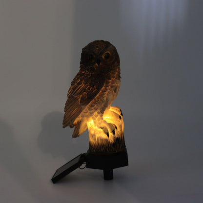 Садовий ліхтар на сонячних батареях "Сова", Коричневий / Газонний світильник / Вуличний ліхтар