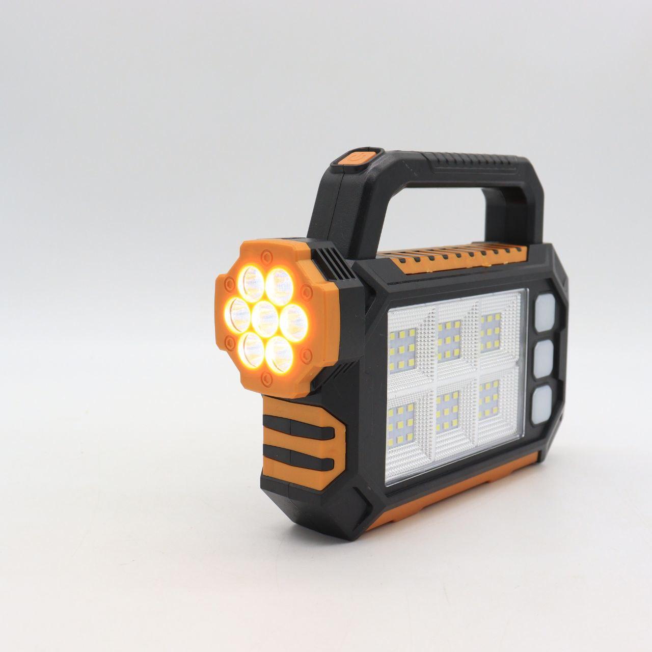 Ручний світлодіодний ліхтар-прожектор із сонячною панеллю та повербанком 2800мАч, 7+54 SMD, HS-8029-1-A