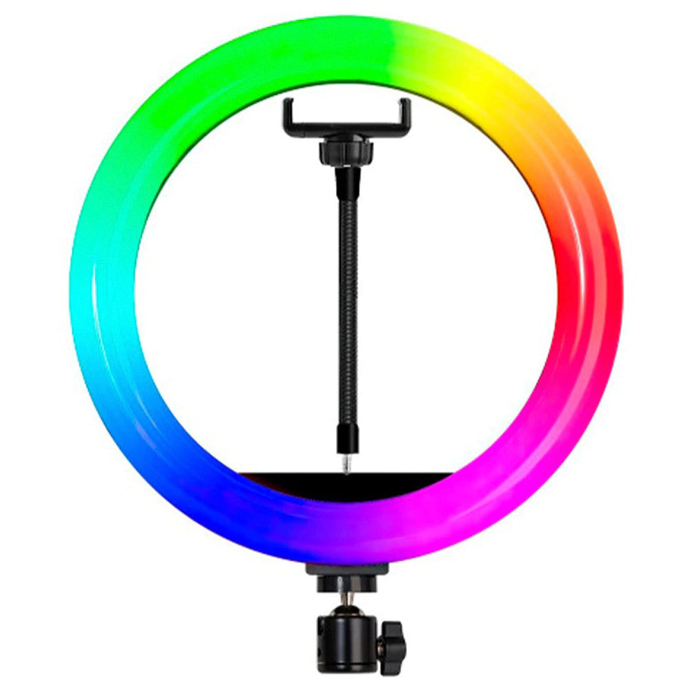 Кільцева лампа RGB, 33см, з тримачем для телефону MJ33 / Різнокольорова лампа кільце / LED лампа для фото