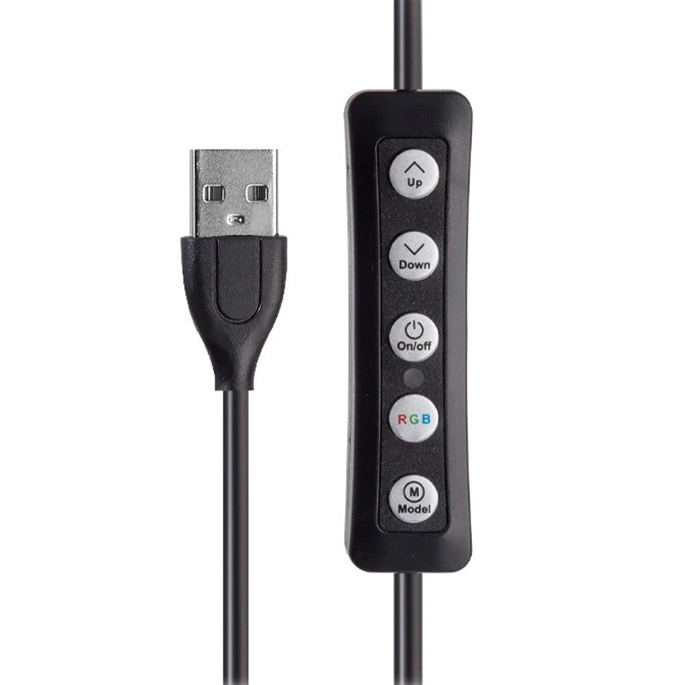 Кільцева лампа RGB, 33см, з тримачем для телефону MJ33 / Різнокольорова лампа кільце / LED лампа для фото