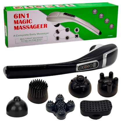 Масажер ручний (6 насадок), мережевий, LY-710 / Масажер електричний для тіла