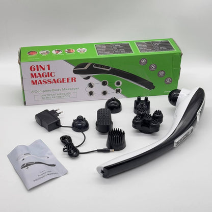 Масажер ручний (6 насадок), мережевий, LY-710 / Масажер електричний для тіла
