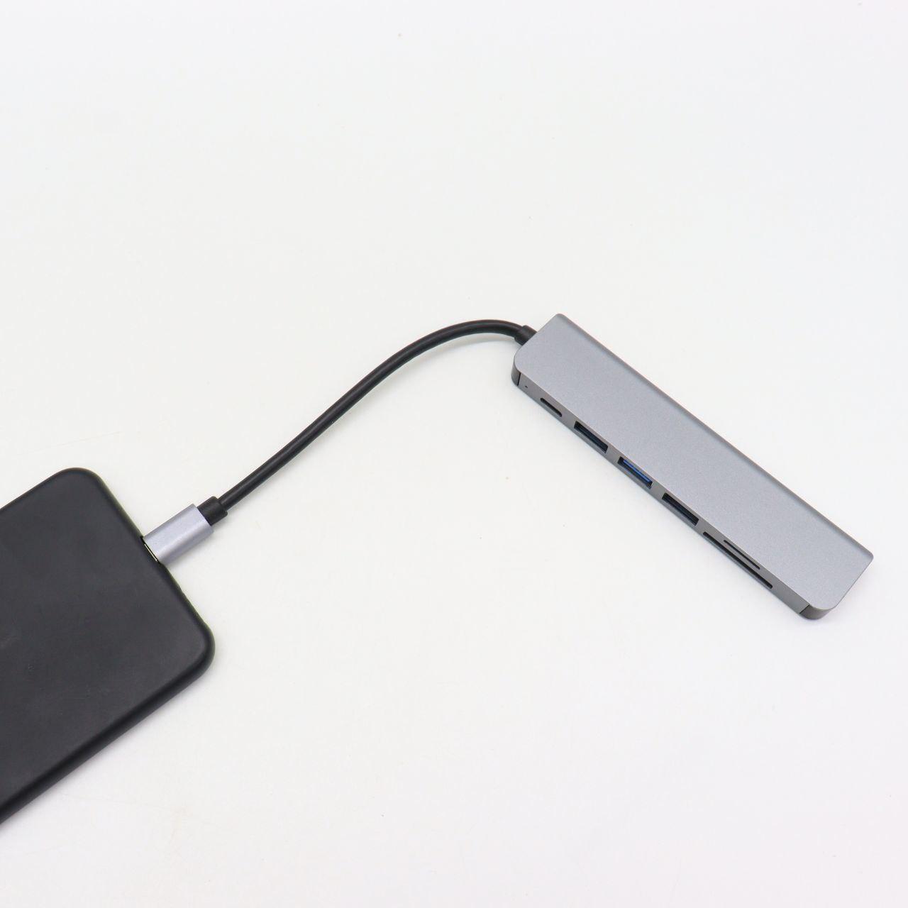 USB хаб 7в1, Type-C to HDMI+SD+TF+3хUSB +PD / Мультифункціональний юсб хаб / Розгалужувач USB