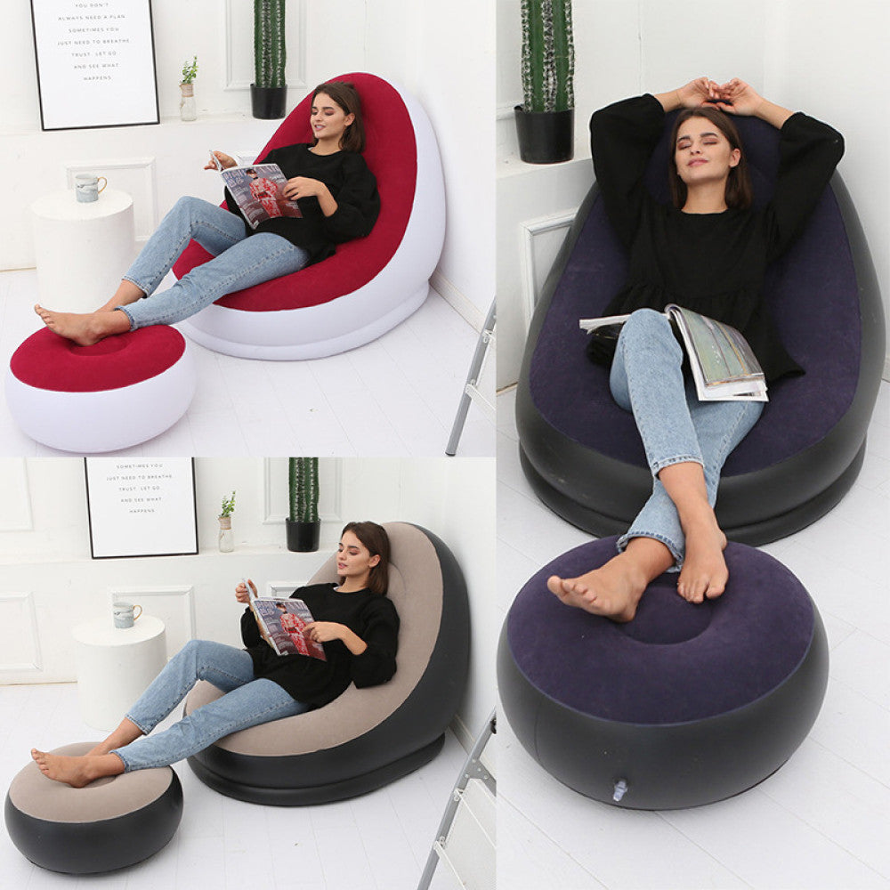 Надувний диван з пуфом Air Sofa - 116х98х83см, Фіолетовий / Надувне крісло з пуфом