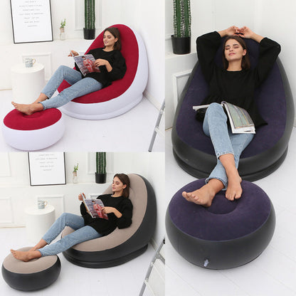 Надувний диван з пуфом Air Sofa - 116х98х83см, Фіолетовий / Надувне крісло з пуфом