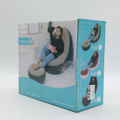 Надувний диван з пуфом Air Sofa - 116х98х83см, Фіолетовий / Надувне крісло з пуфом