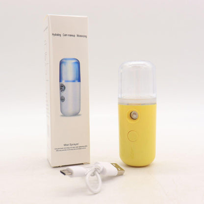 Зволожувач для шкіри обличчя 30 мл ультразвуковий Nano Mist, Жовтий / Портативний нано спрей