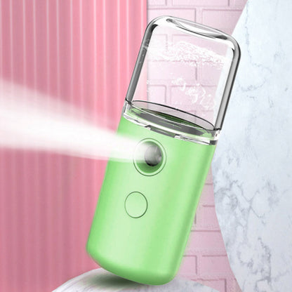 Зволожувач для шкіри обличчя 30 мл ультразвуковий Nano Mist, Зелений / Портативний нано спрей