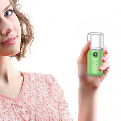 Зволожувач для шкіри обличчя 30 мл ультразвуковий Nano Mist, Зелений / Портативний нано спрей