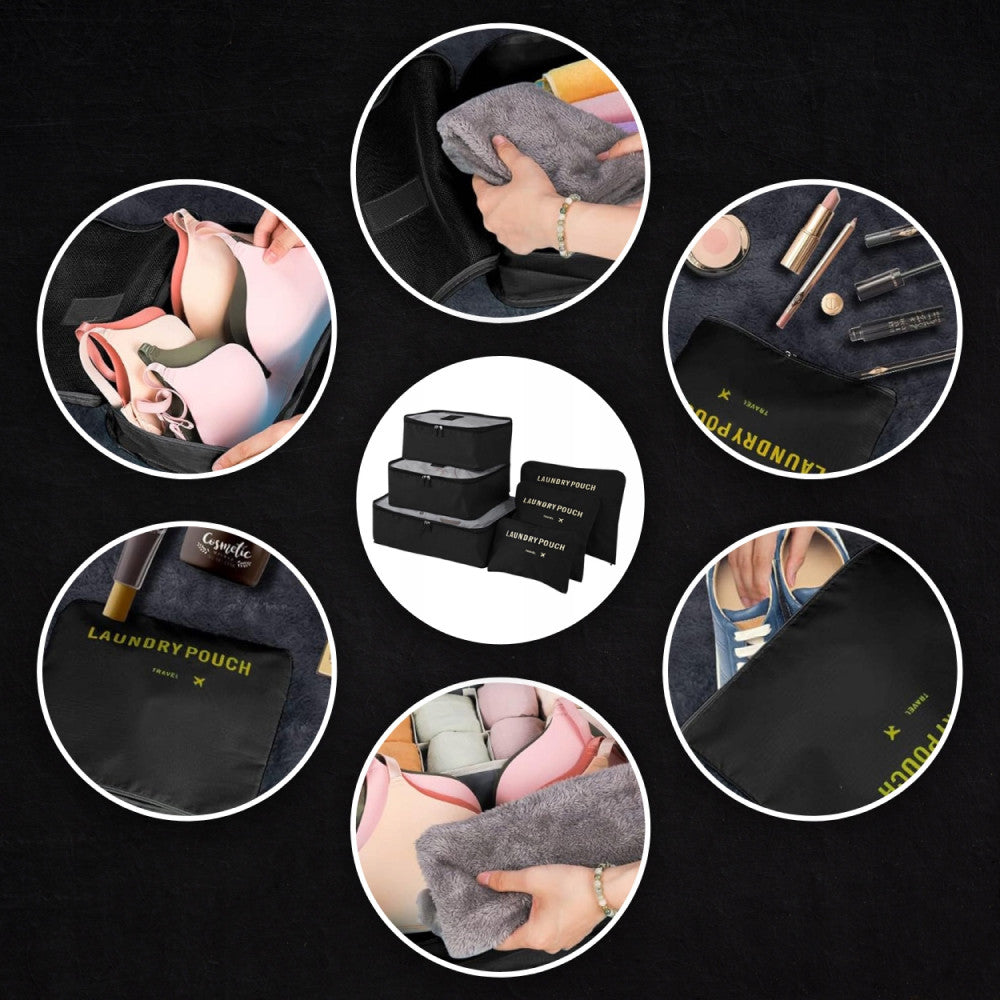 Набір дорожніх органайзерів 6 шт Secret Pouch, Чорний / Органайзери для подорожей