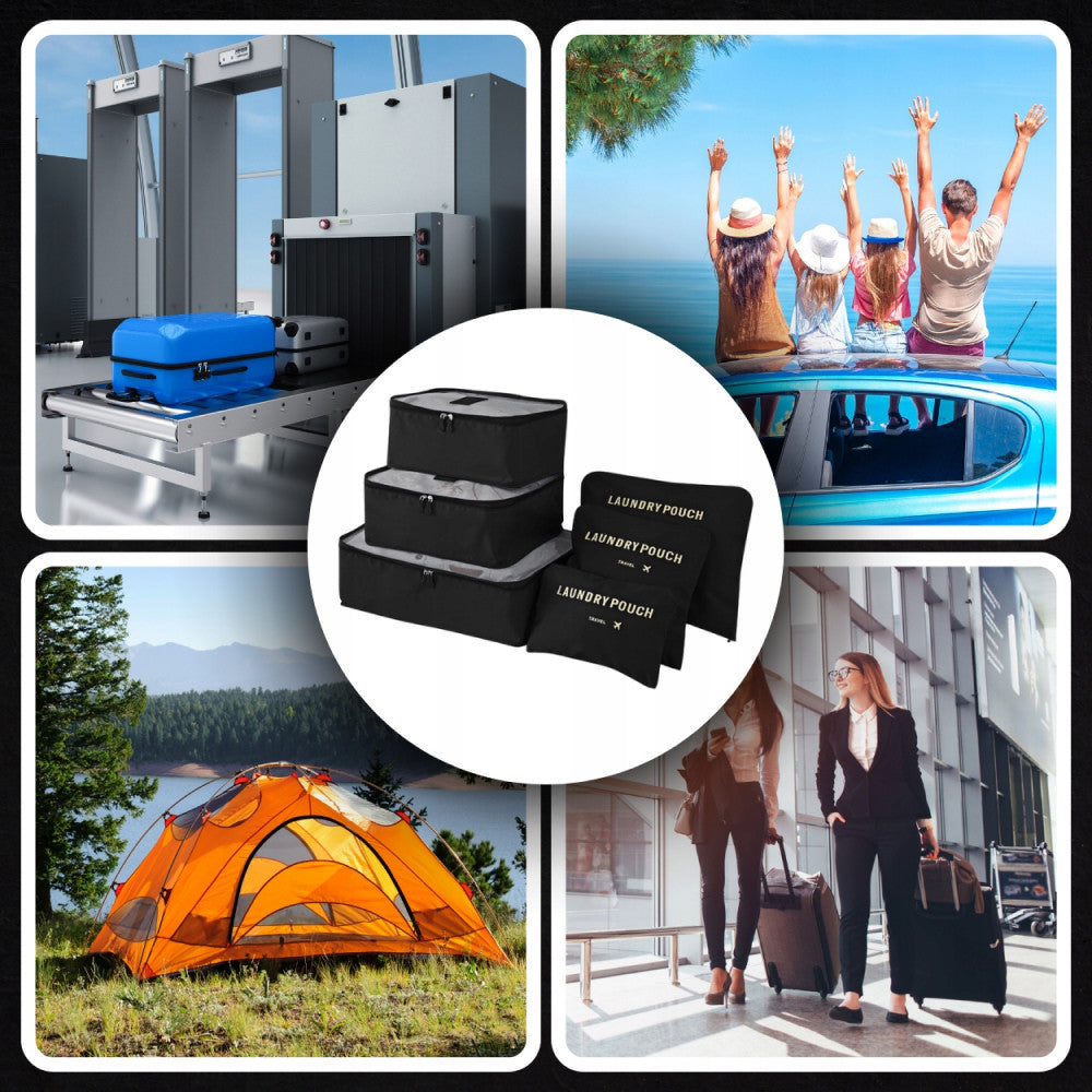 Набір дорожніх органайзерів 6 шт Secret Pouch, Чорний / Органайзери для подорожей