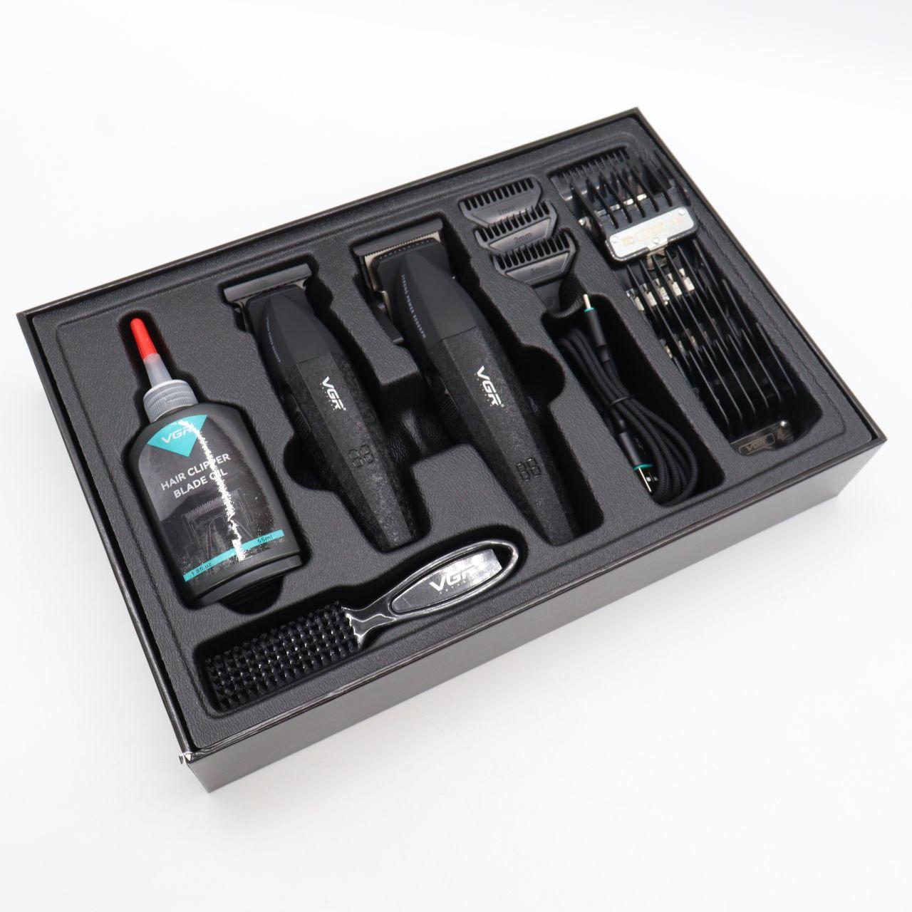Набір для стрижки 2в1 (9 насадок) від USB, VGR V-640 / Акумуляторна машинка для стрижки / Тример для стрижки