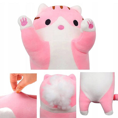 М'яка іграшка-подушка Кіт Батон 90 см, EL-2117-7, Рожевий / Іграшка дитяча обіймашка довгий кіт