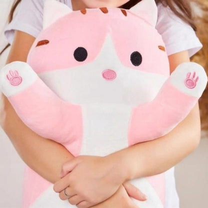 М'яка іграшка-подушка Кіт Батон 90 см, EL-2117-7, Рожевий / Іграшка дитяча обіймашка довгий кіт